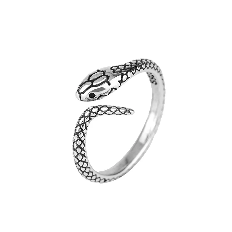 WYEAIIR 925 Sterling Silver Retro Snake Hip Hop Trend Resizable Opening Ring For Women Luxury Jewelry 6