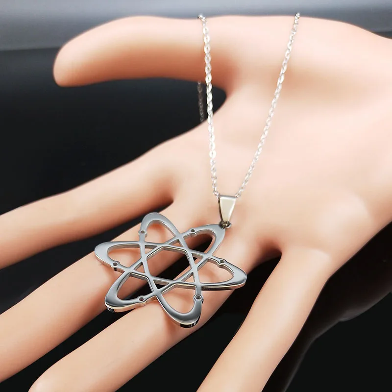 Collana con ciondolo a forma di molecola di serotonina e dopamina, con struttura molecolare, gioiello per amanti della chimica, idea regalo, Acciaio inossidabile