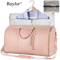 Buylor PU Travel Foldable Suit Storage Bag Large Capacity Duffle Bag Women’s Handbag Waterproof Tote Gym Bag Outdoor Fitness Bag
