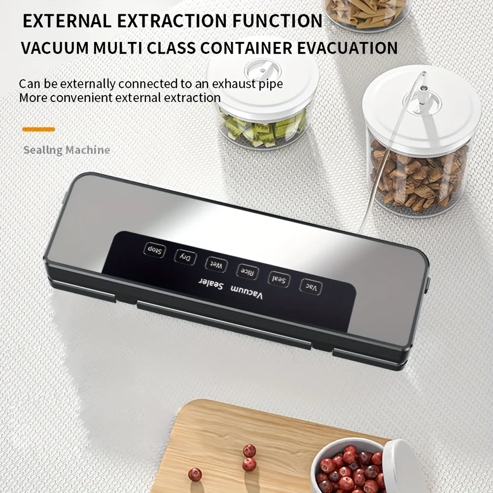 Food Vacuum Sealer Machine 65Kpa Strong Suction Stainless Steel 6-in-1 Dry/Wet Modes with 20 Bags Automatic Food Saver Grey 5