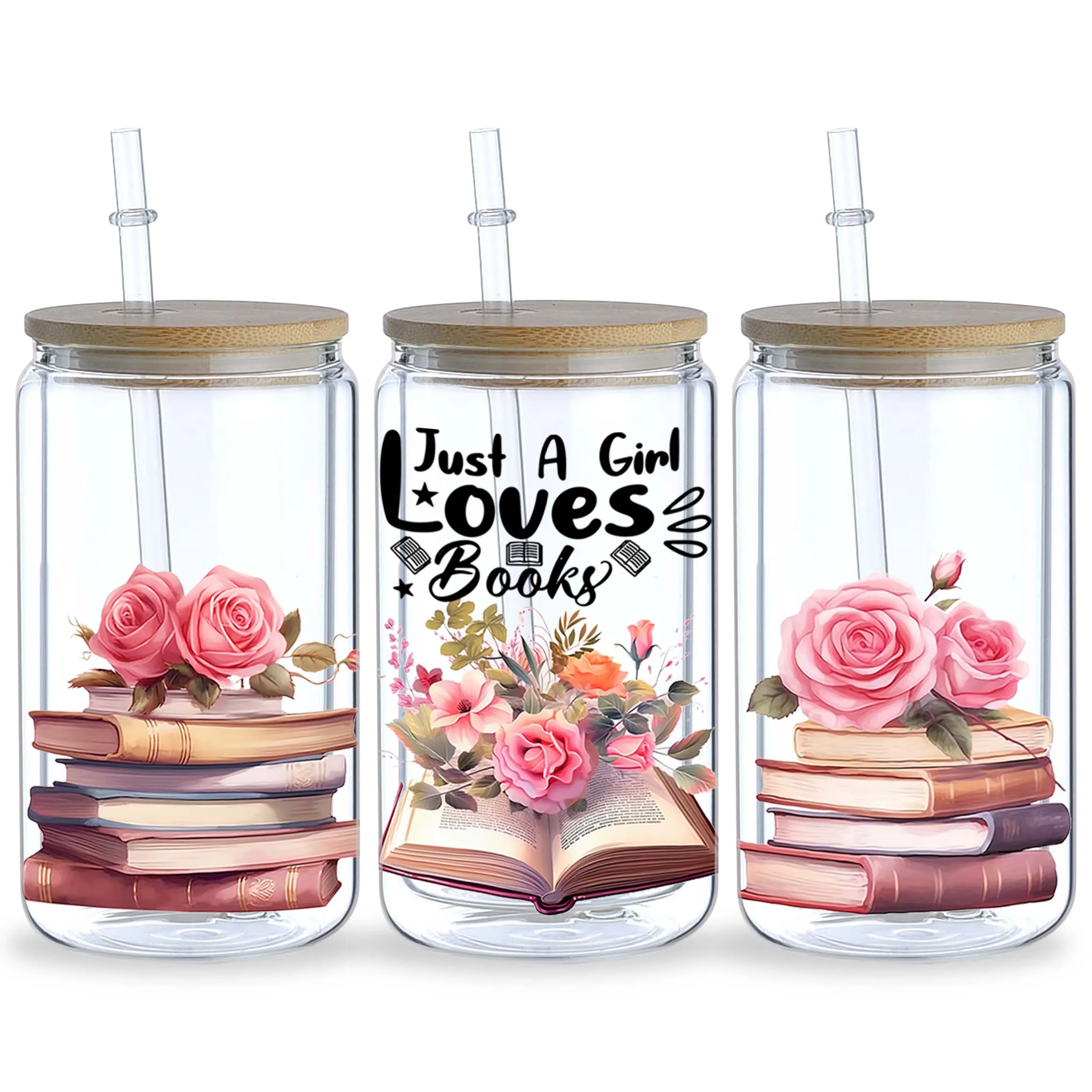5sheets Book Design UV DTF Cup Stickers, Waterproof Sticker Pack For Decorating Mugs, Cups, Bottles, School Supplies, Etc, Arts