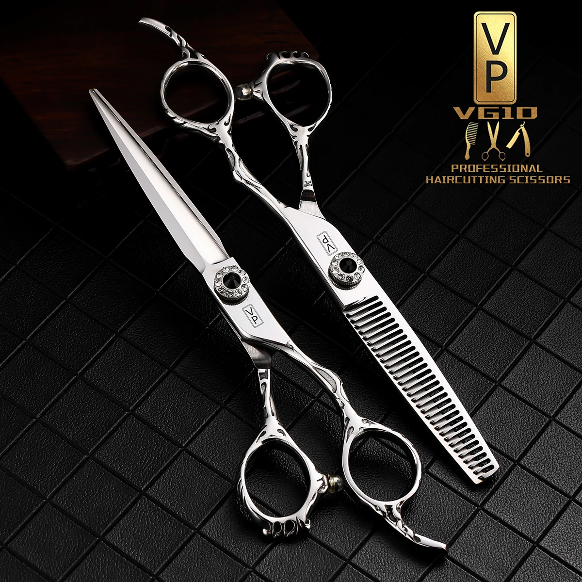 VP Barber Scissors Hair Cutting Tools Professional Hairdressing Scissors Thinning Shears For Hairdressers 6.0 Inch VG10 Steel