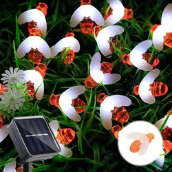 LED Solar Bee String Lights - Outdoor Garden & Patio Decor for Weddings, Parties & Holidays (White Light)
