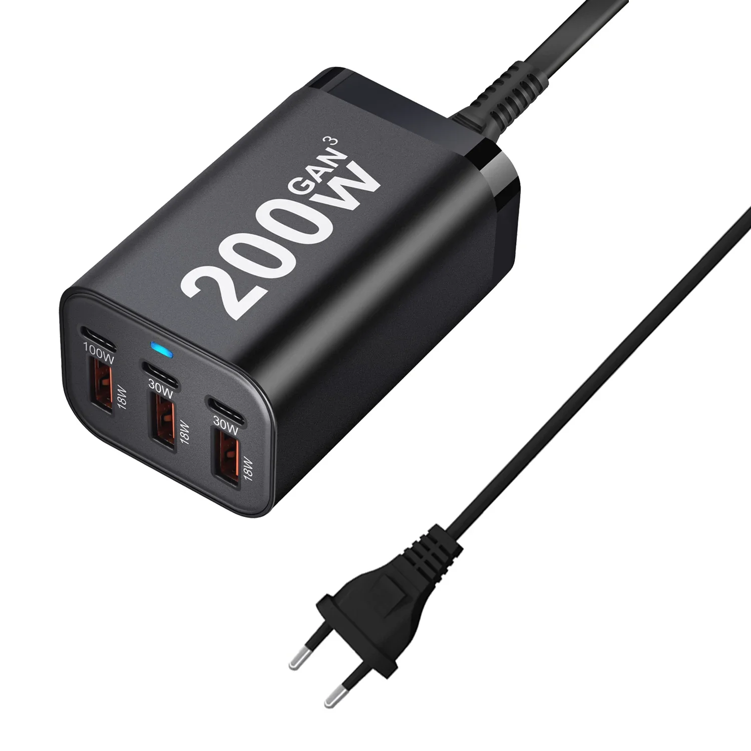 200W 6-Port USB-C GaN Fast Charging Desktop Power Adapter
