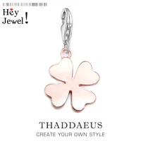 Rose Gold Color Cloverleaf Charm Europe Club Good Jewelry Lucky Gift In 925 Sterling Silver Fit Bracelet Super Deals 1