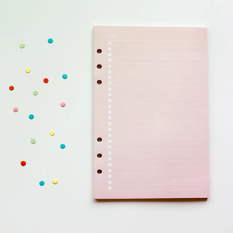 Kawaii A5 A6 Loose Leaf Notebook Refill - 40 Sheets of Spiral Binder Index Paper with Line, Grid, and Blank Pages