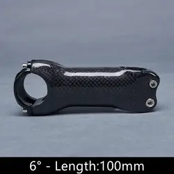 Carbon Fiber Bicycle Handlebar Stem - Glossy Finish, Adjustable Angle (6 Degree 100mm)