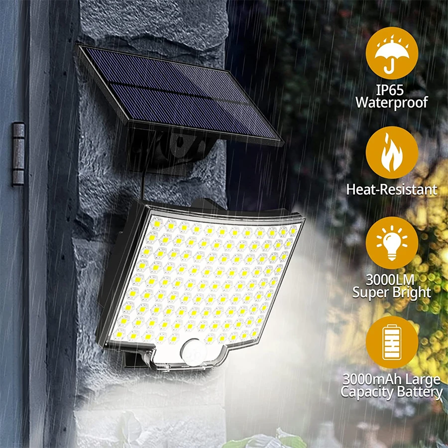 106/318 LED Solar Light Outdoor 328 faretti a LED IP65 sensore di movimento impermeabile luci di sicurezza per inondazioni solari umane 3 modalità