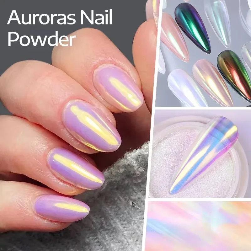 1 Box Auroras Pearl Nail Powder Moonlight Mirror Metal Effect Nail Art Glitter White Rubbing Dust On Art Decoration Manicur nail powder nail glitter nail decoration nail decorations reflective powder