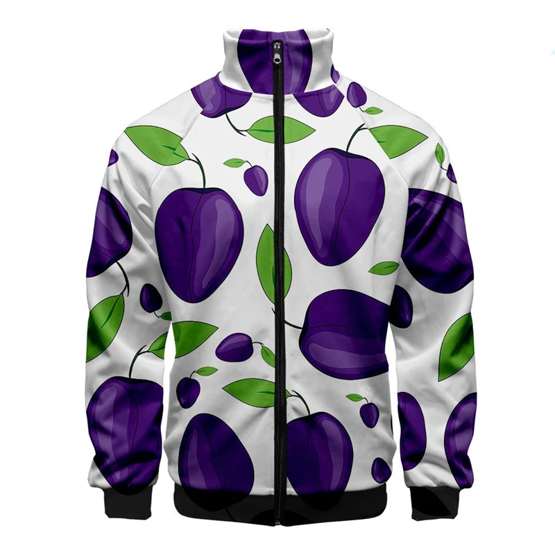 thumbnail image 1 of Chaqueta con cremallera y estampado 3D de frutas divertidas, chaquetas de manga larga para hombres y mujeres, ropa de moda con cuello alto, sudaderas casuales para hombres, abrigos para hombres, 1 of 5