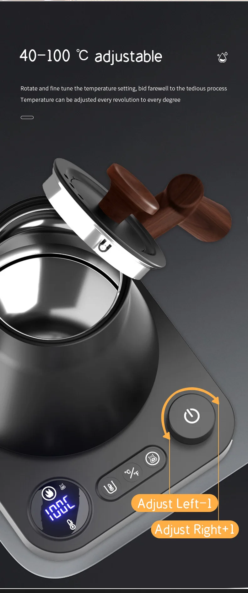 Description Picture 5 of item110V/220V Electric Kettle Gooseneck Jug Hand brew Coffee Pot Thermo Pot Temperature-Control Heating Water Bottle Smart Teapot