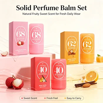 Balsamo Profumato in Gelatina 3 Fragranze 40 Ambra Vaniglia 62 Mandorla Caramello 68 Litchi Fruttato Lunga Durata Profumo Solido Portatile da Viaggio