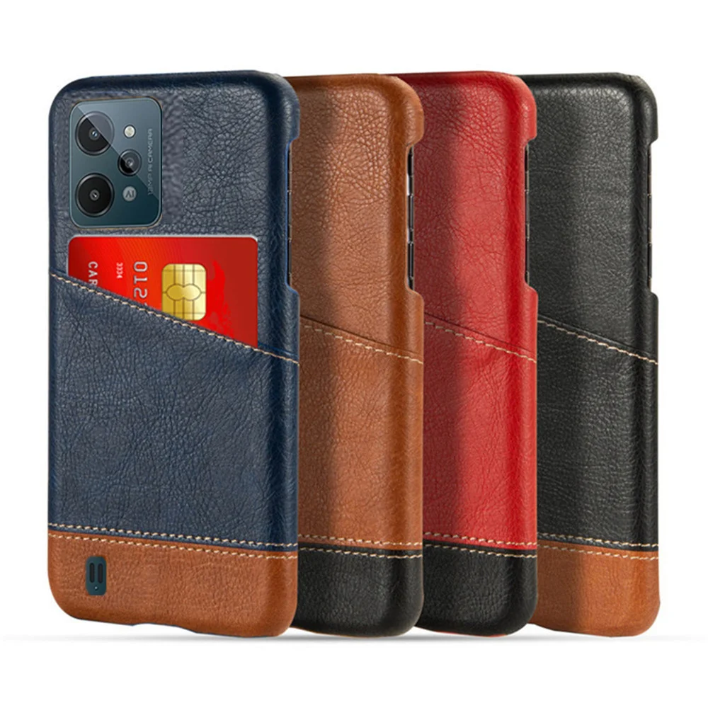 

Luxury Case For Realme C31 Case Mixed Splice PU Leather Credit Card Holder Cover For OPPO Realme C35 Phone Coque RealmeC31 Funda
