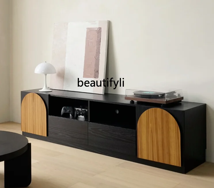 

zqTV Cabinet Nordic Retro Living Room Floor Storage Locker Living Room Small Apartment 2M