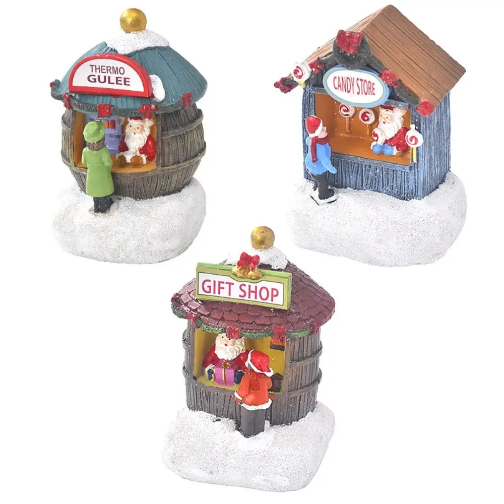 

Рождественский светящийся Домик из смолы, креативные маленькие красочные полимерные домики, миниатюрные украшения, рождественские ночники, домашний декор