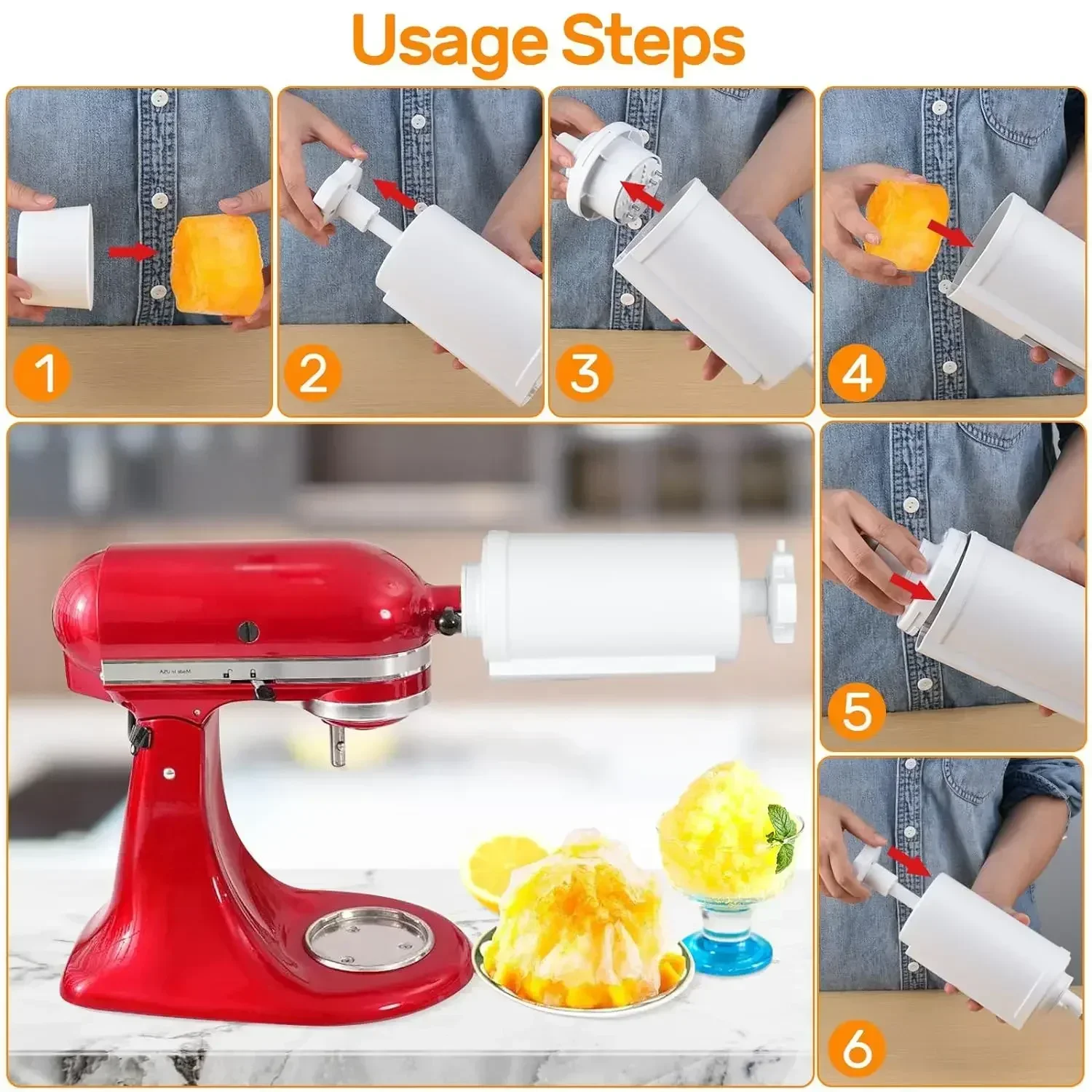 For KitchenAid All models Stand Mixer Ice Shaver Attachment Kitchen Aid Attachment for Mixer,Ice Shaver High Production Shaveice