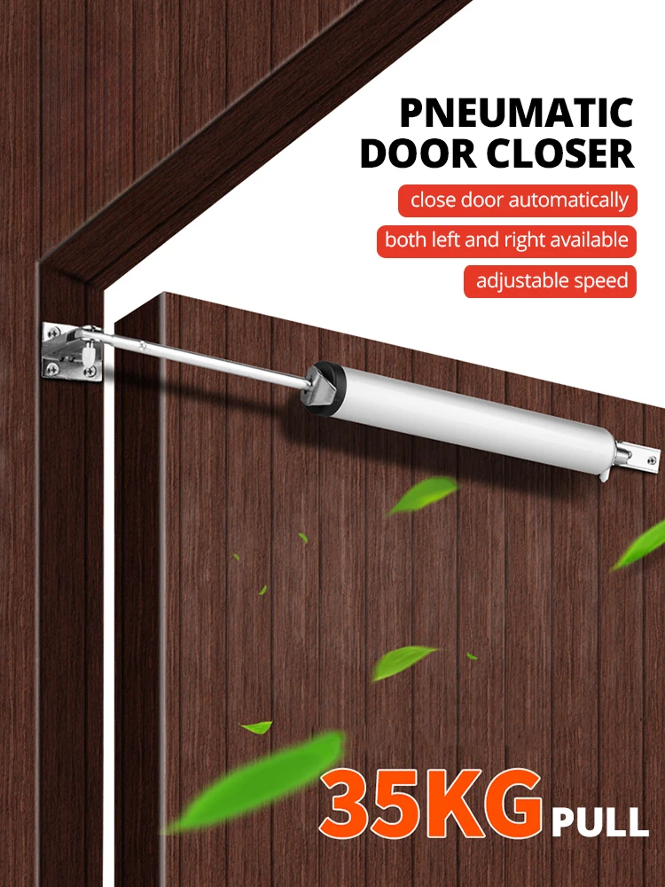Soft Closing Automatic Door Closer 35KG Pneumatic Adjustable Speed Positioning Door Stop Protective Holder Hardware door closer