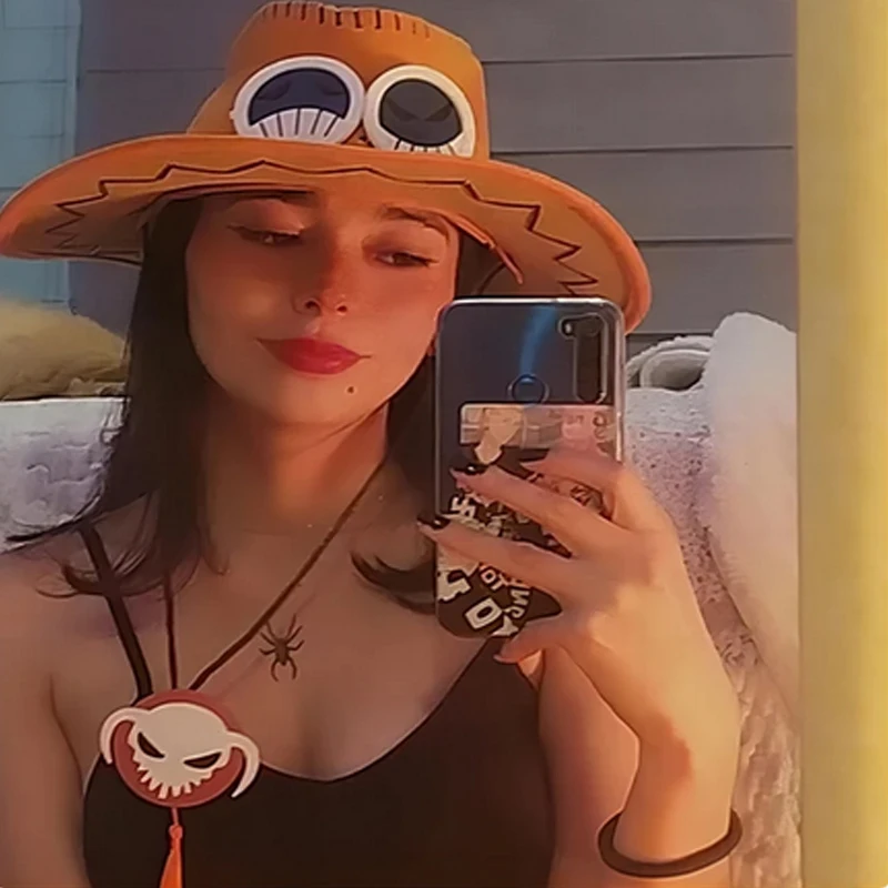 Anime-Inspired Orange Cosplay Hat with Funny Big Eyes – Perfect