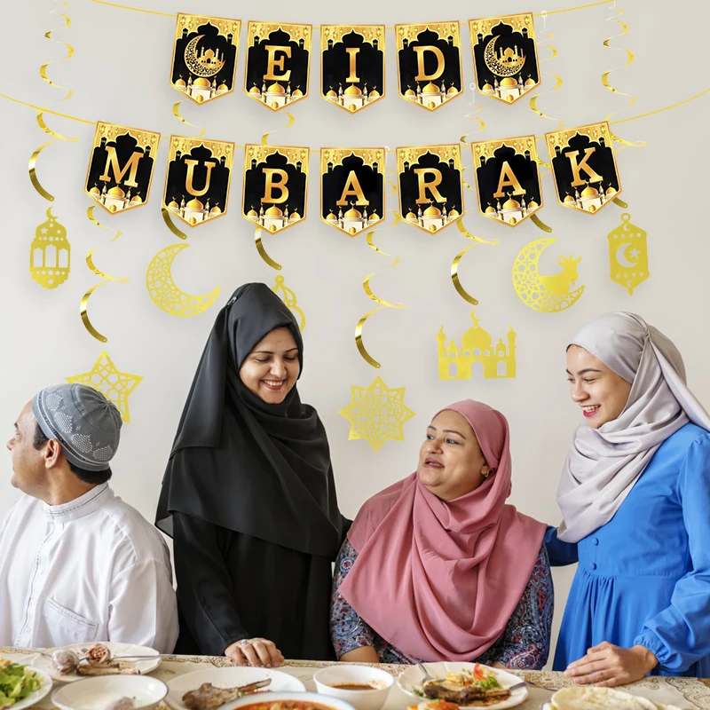 2025 Eid Mubarak Decor Banner Ramadan Mubarak Banner Kareem Ramadan Decoration for Home Islamic Muslim Party Eid Al Adha