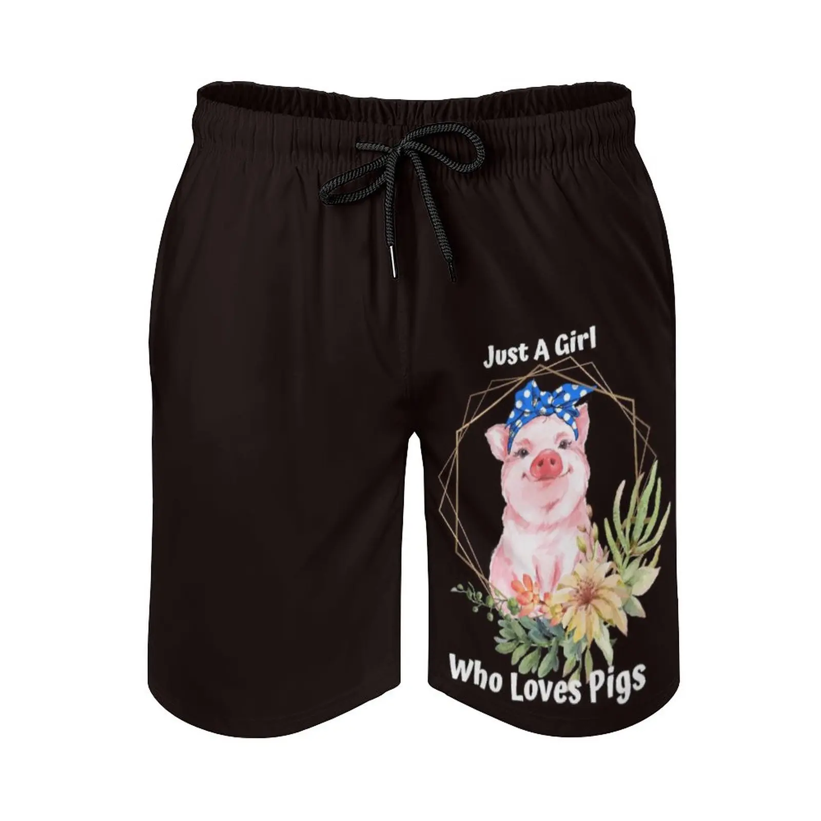 

Just A Girl Who Loves Pigs Men's Beach Shorts Swim Trunks With Pockets Mesh Lining Surfing Pig For Girls Pig Stuff Pig Stuff
