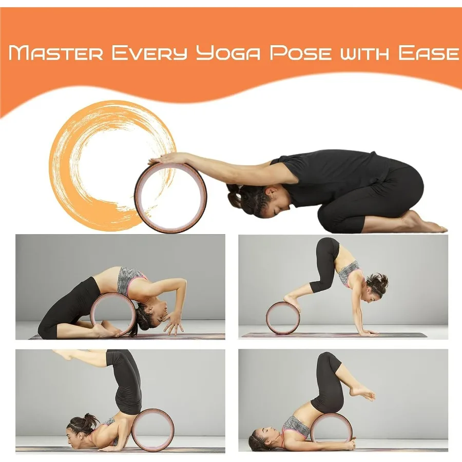 High Density PU Rubber Yoga Wheel for Stretching and Flexibility to Help Back Aches and Tension, Tear, Flexible Roller Designed,