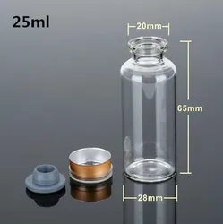 Premium Glass Vial Set with Flip - Off Caps - Amber & Clear Assortment, 10 - 30ml - 50pcs (25ml)
