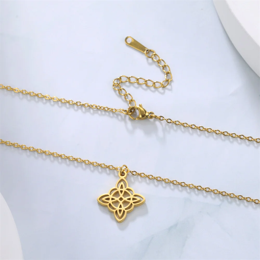 Hexenknoten-Halskette für Frauen, Edelstahlkette, Vintage-Halskette mit Hexerei-Wicca-Anhänger, Amulett-Schmuck, Nudo De Bruja – Detail 10