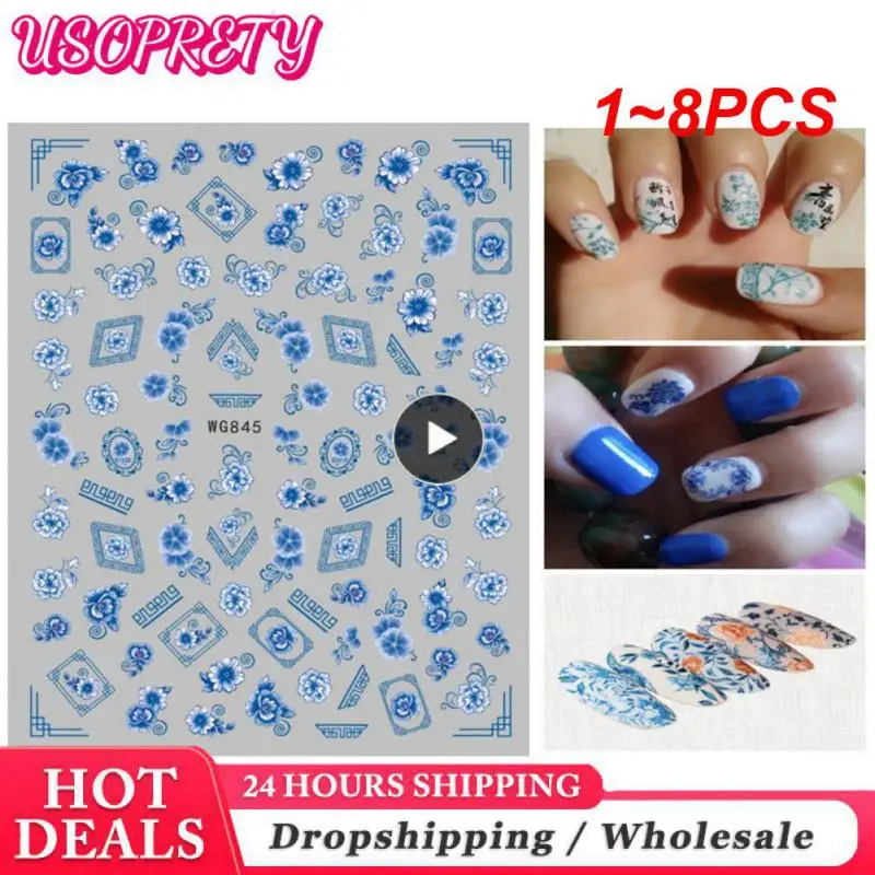 1 ~ 8 шт., наклейки для ногтей