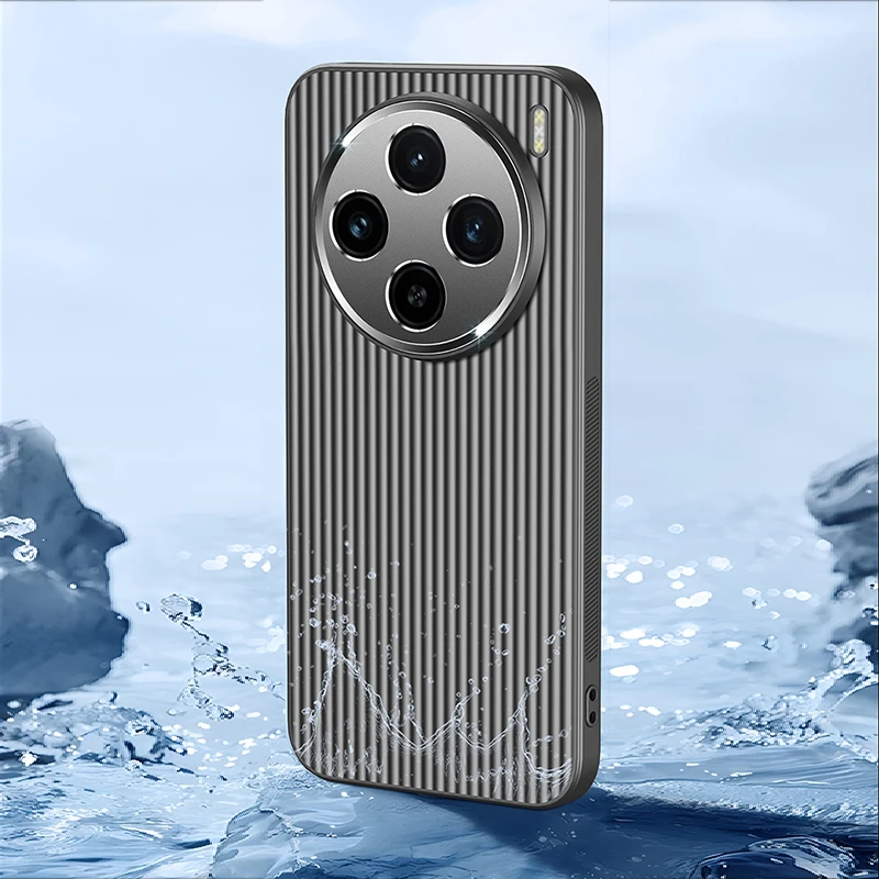 Coque de téléphone pour vivo iQOO 12 11 Neo9 X100 S18 Pro, coque en métal à rayures 3D, protection de l'appareil photo, coque souple mate, anti-chute, antidérapante_voghion.com