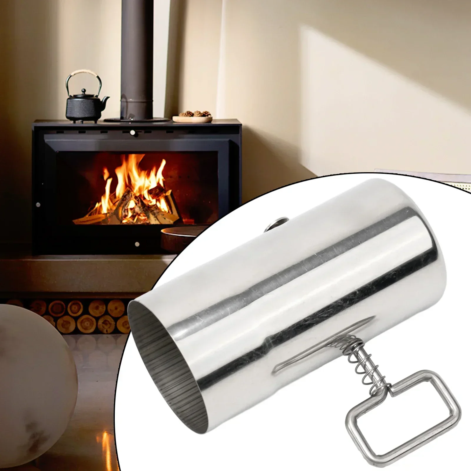 Woodstove anti-scalding tube Stainless steel Smoke Pipe for BBQ Chimney Stove Pipe With Damper 12x5.9x5.9cm woodstove smoke pipe