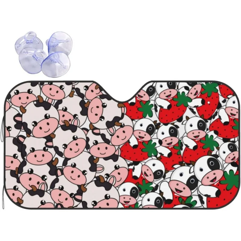 

Strawberry Cow Car Windshield Sun Shade Front Window Sunshade for Car SUV Truck Car Accessories Blocks Uv Rays Sun Visor