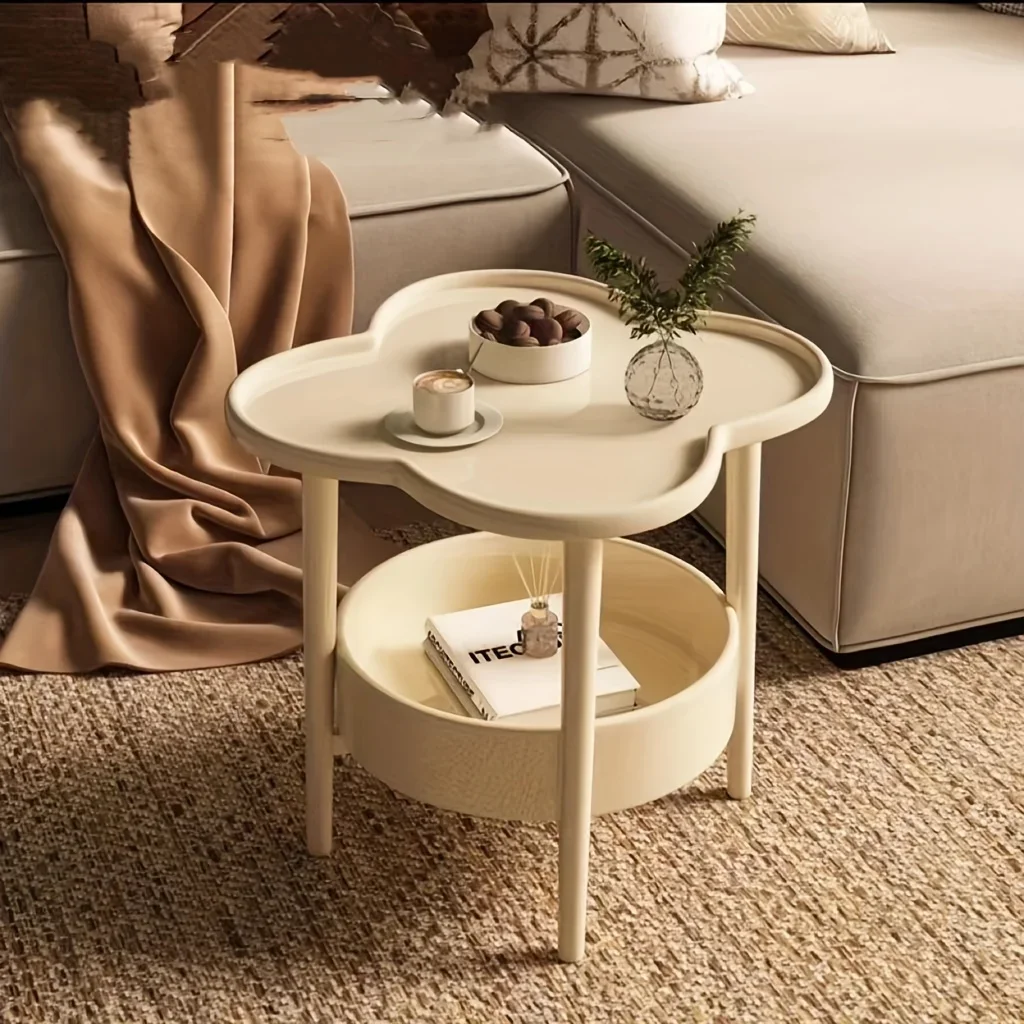 Description Picture 3 of itemBedside Table Cream Style Table Four Leaf Clover Modern Minimalist Bedroom Sofa Side Cabinet Storage Table Small Coffee Table