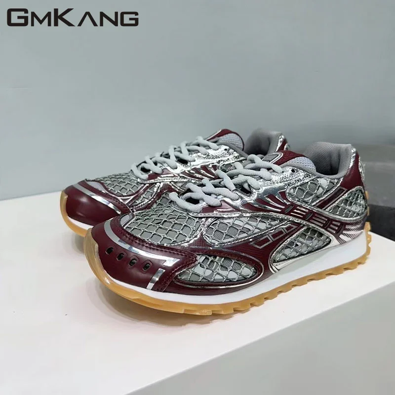 High Quality Casual Sneakers Women Lace-up Round Toe Running Shoes Woman Comfort Patchwork Flat Shoes Unisex Sneakers Men