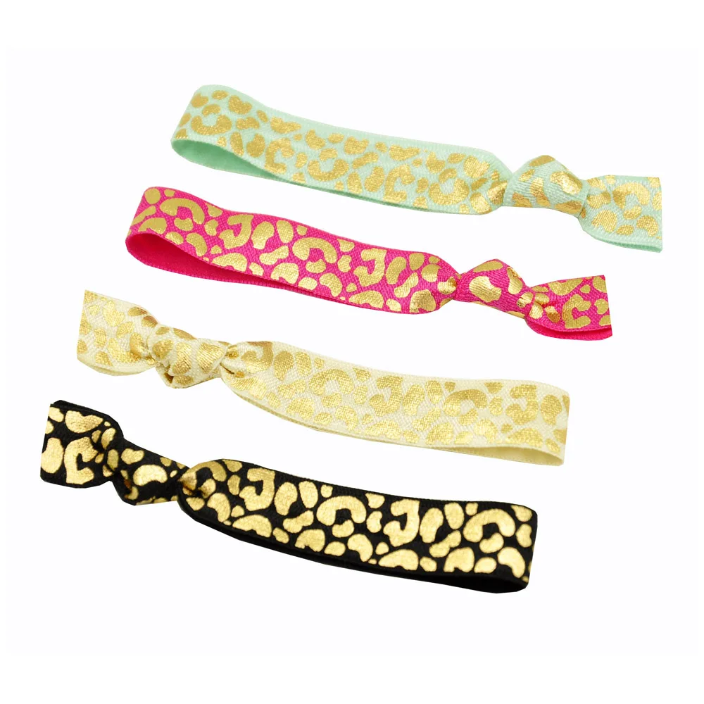 150pcs 5 Colors Gold Silver Leopard Elastic Hair Band Wholesale Hair Tie Bracelet Party Gift Ponytail Holder Girls Headwear 0 8mm elastic bracelet string