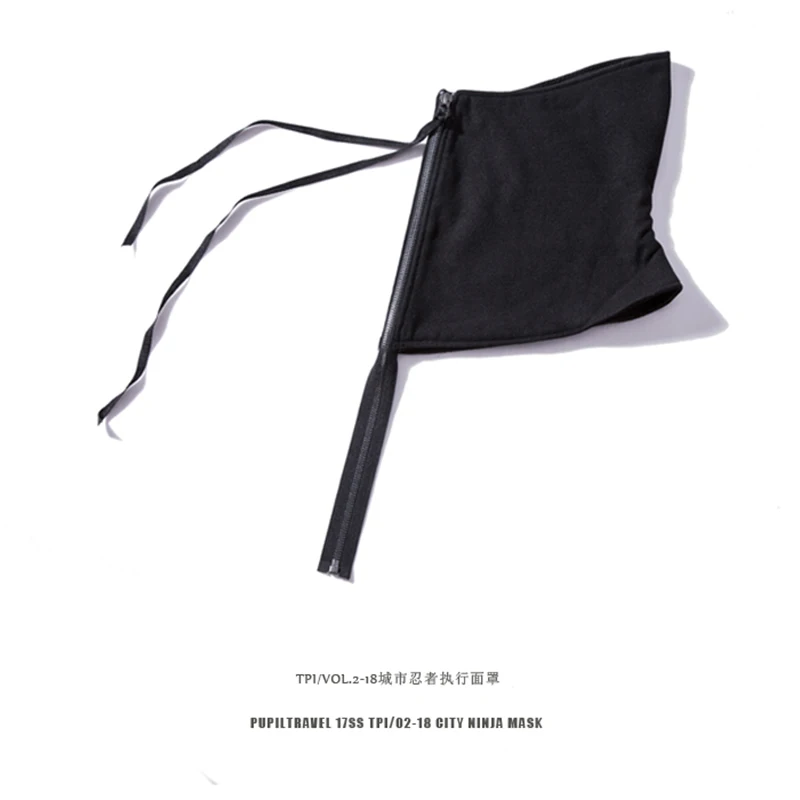 18AW techwear classic cyberpunk black zipper scarf fashion darkwear Wasteland Punk (improve from acronym) winter accessories
