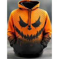 Halloween Men's Graphic Hoodie Pumpkin Prints Classic Casual 3D Pullover Holiday Fashion Hoodies Thin Style Long Sleeve Hooded 6