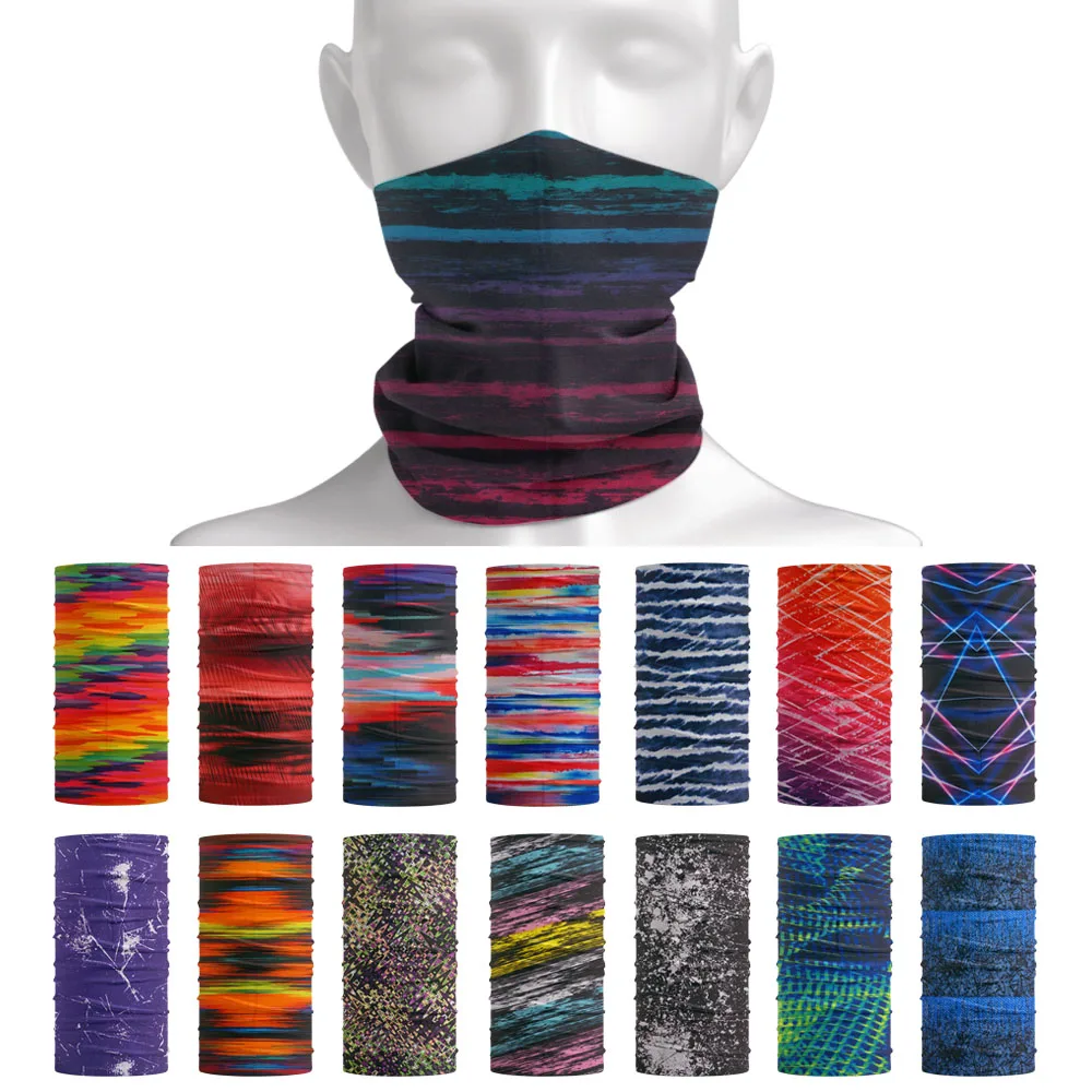 Tie-Dye Stripes Pattern Neckchief Outdoor Summer Hair Bandanas Versatile Dust-proof Cycling Scarf Face Shield Women Neck Gaiter ethnic paisley pattern cycling scarf seamless polyster face neck gaiter women running headband hiking riding bandana for men