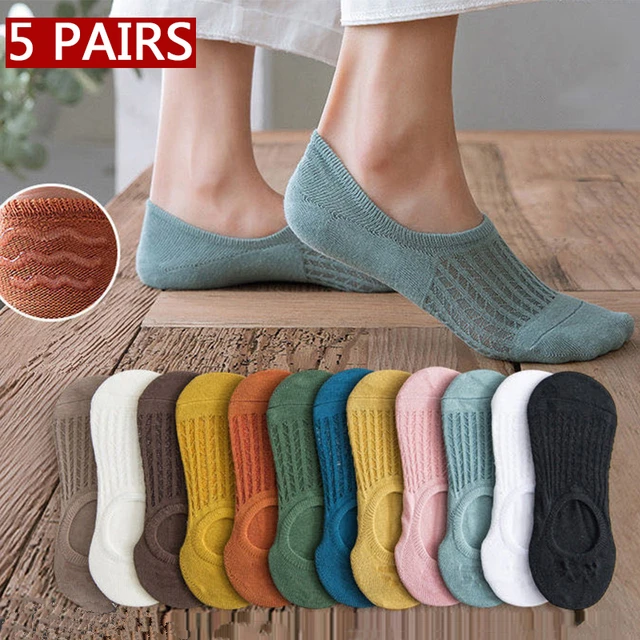 Acheter 3 paires/lot chaussettes bateau femmes été mince fond en coton  bouche peu profonde Invisible broderie chaussettes femme Silicone  antidérapant été