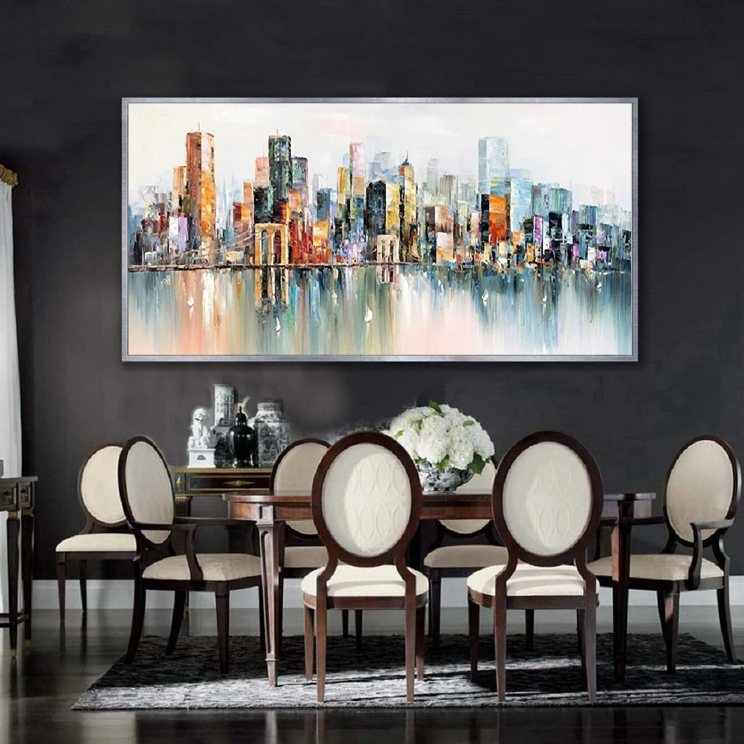 

Large New York City Landscape oil painting colorful painting 3D texture art Large urban Wall Art Original city art Hand-painted
