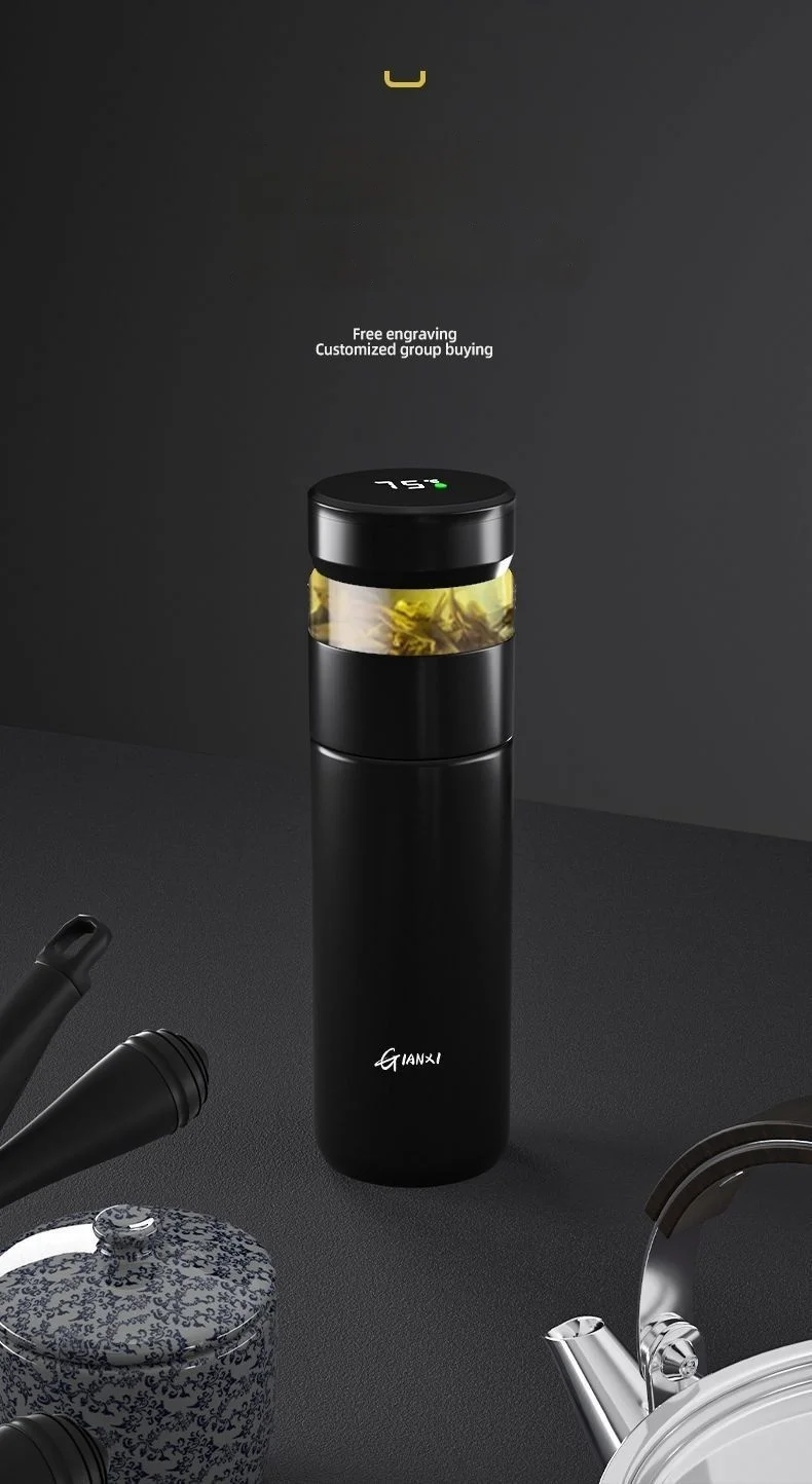 GIANXI Portable 500ML Black Water Bottle Home Stainless Steel Thermos Bottle Drink Items Vacuum Flasks Filterate Coffee Cup