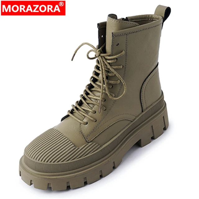 Botas de cuero para mujer, botines deportivos de diseñador de lujo, con  plataforma plana y tacón, con suela de goma, para otoño, 2022 - AliExpress