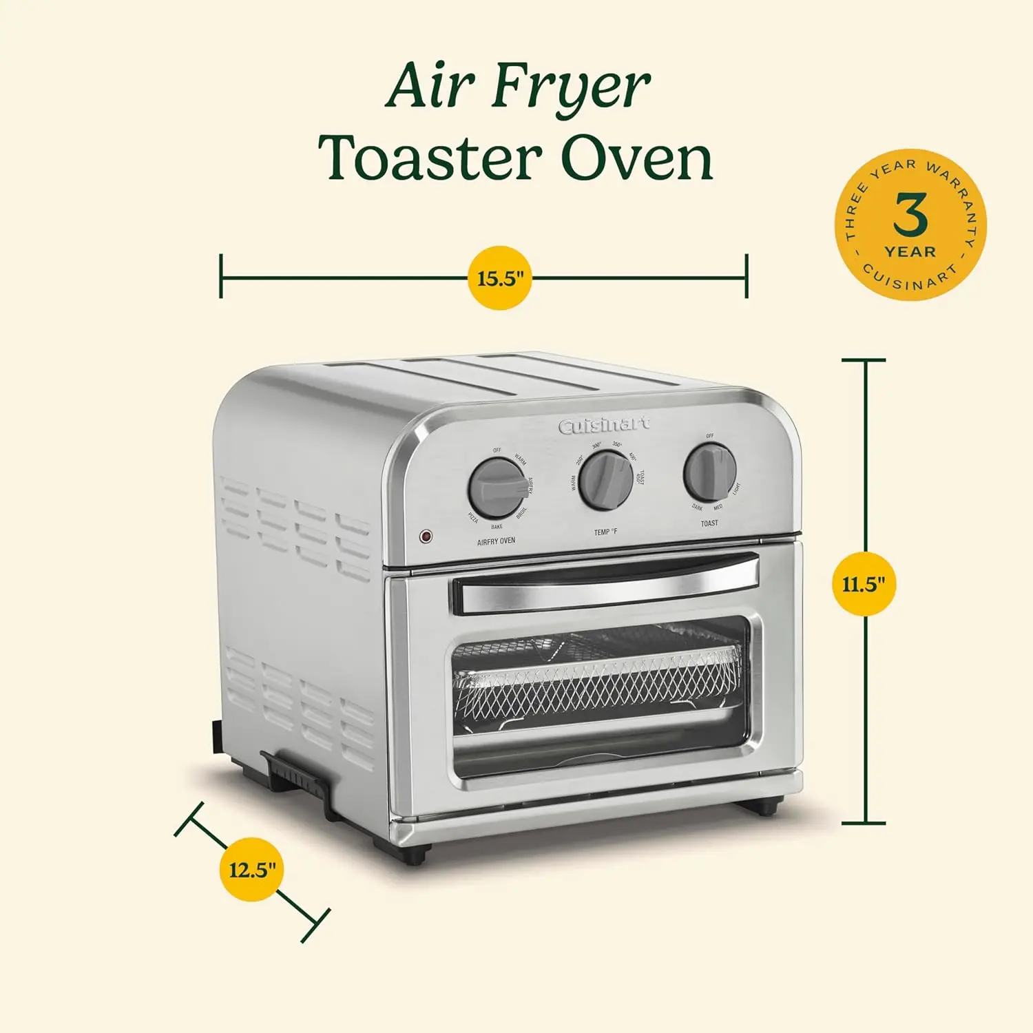 TOA-26 Compact Airfryer Toaster Oven, 1800-Watt Motor with 6-in-1 Functions and Wide Temperature Range, Air Fryer, Sta 6
