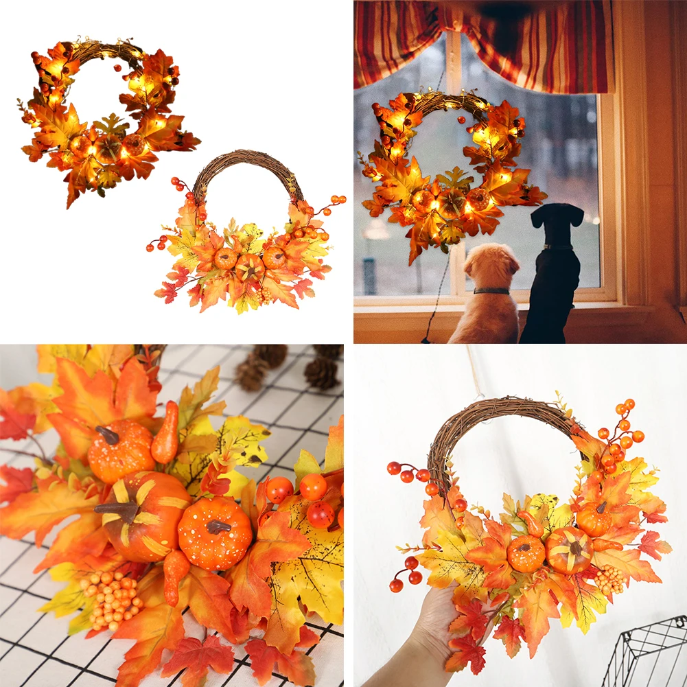 

Home Décor Halloween Pumpkin Wreath Reusable Smaller Pumpkins Special Person 35cm Fall Foliage Hanging Outdoors