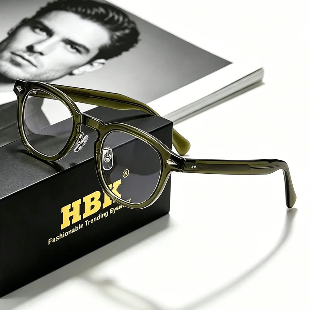 HBK Retro Oval Glasses Frames Transparent Lenses Men High Quality TR-90 Frame Glasses Women's Reading Computer Eyewear UV400