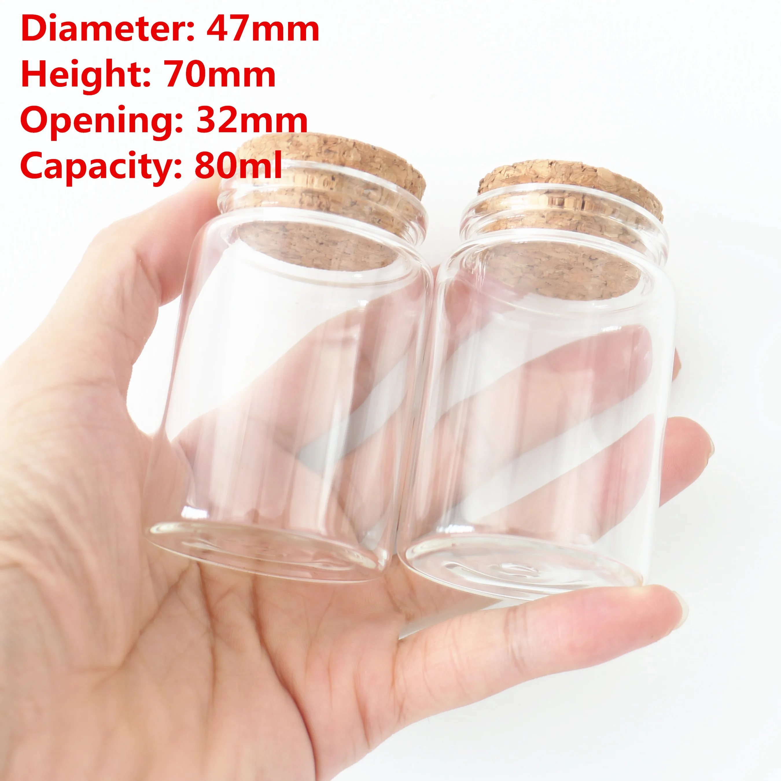 Sealed Cork Glass bottle 33*47*70mm 80ml Message Vials Empty Wish Bottle DIY Drifting Empty Tiny Jars Party Decorations 6/12 PCS