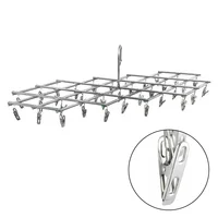 16/35 Clips Stainless Steel Laundry Rack Foldable Sock Clothes Airer Folding Hanger Drying Hanger Clothes Underwear Socks Holder 2