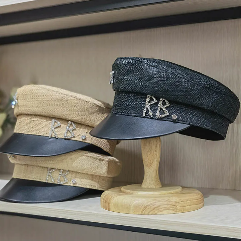 Women Straw Cap Fiddler Hats Flat 