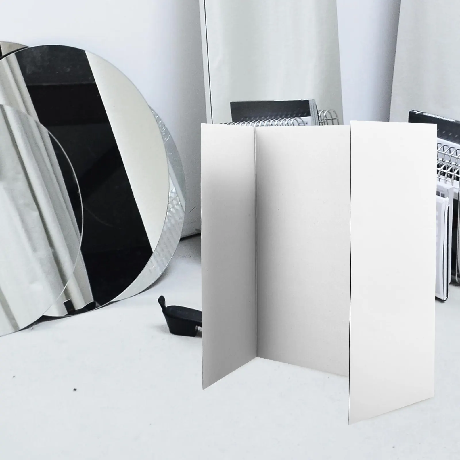 1세트 흰색 접이식 삼단 포스터 보드 휴대용 프레젠테이션 디스플레이 보드 양면 테이프 프로젝트 과학 디스플레이