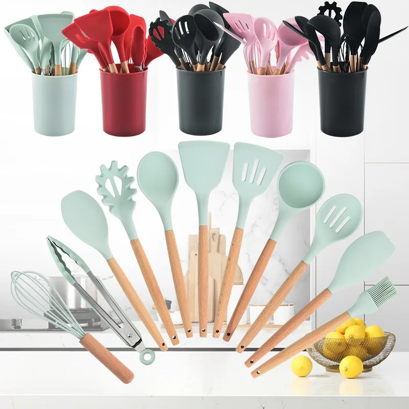 Cooking tool sets Non-toxic cooking baking kitchen tools utensils silicone  shovel spoon scraper brush spade whisk turner - AliExpress