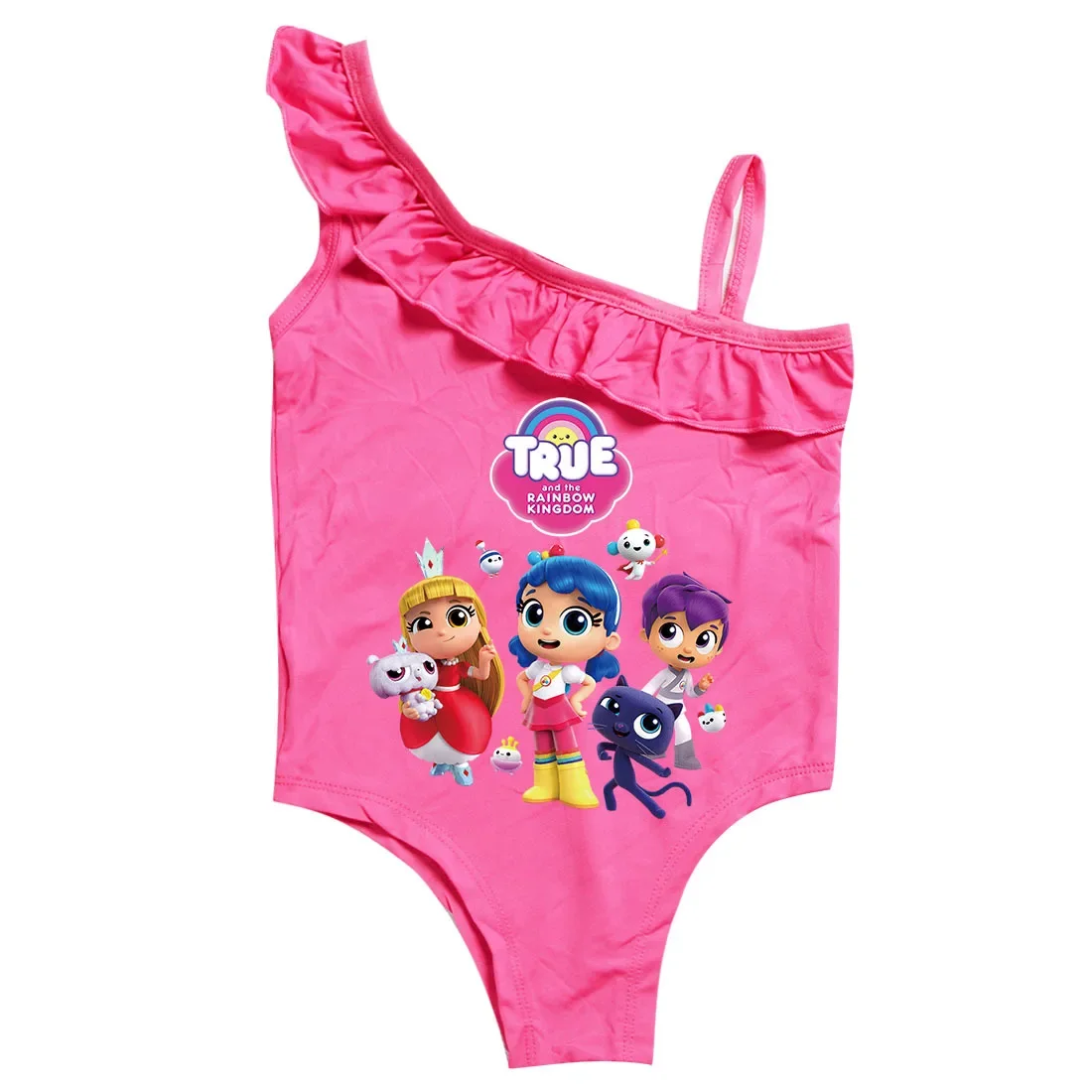 2-10Y Girls Swimsuit Cartoon True and The Rainbow Kingdom One Piece Sleeveless Swimming Outfit